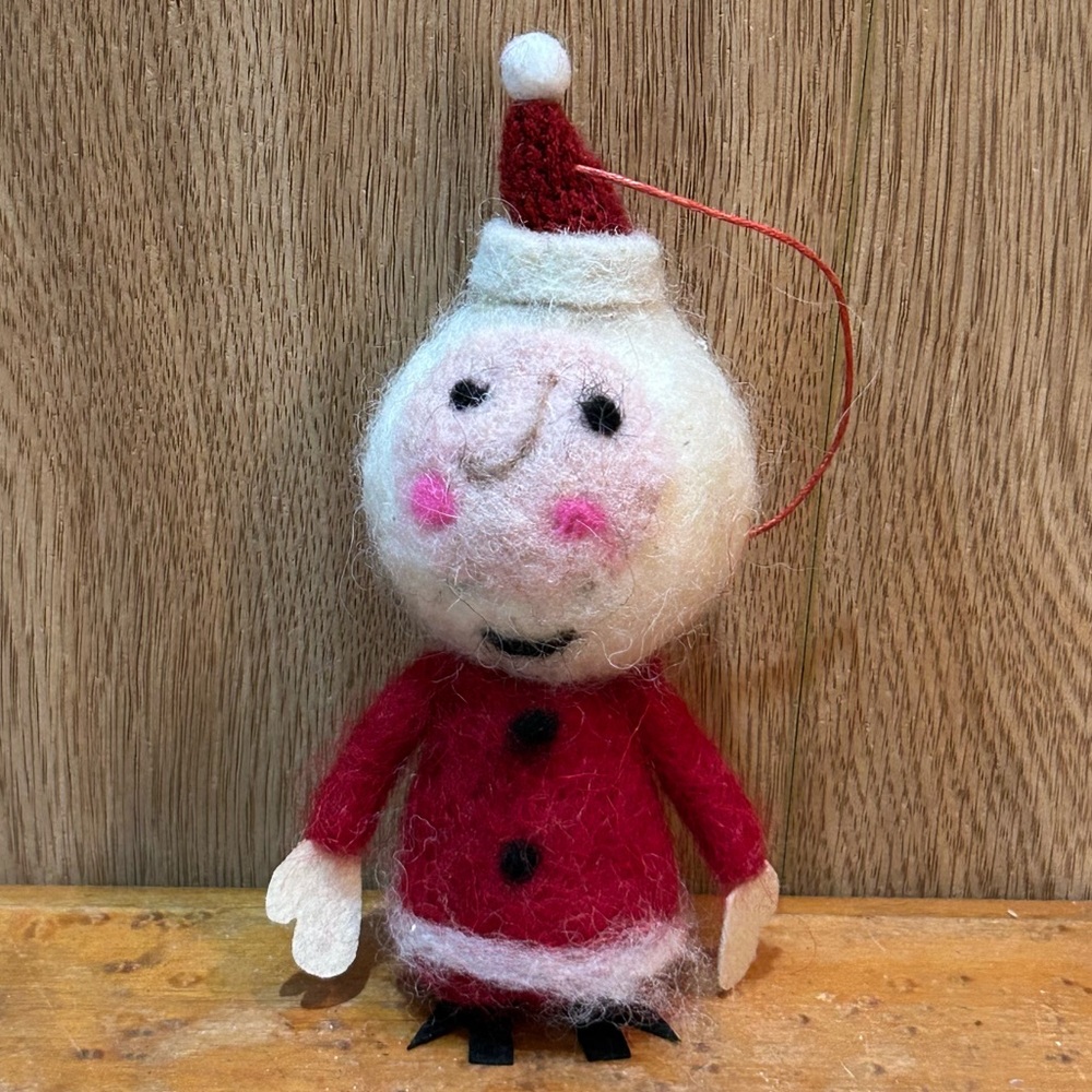 Vintage Felt Santa Ornament Christmas Hat Hands 6.5 in